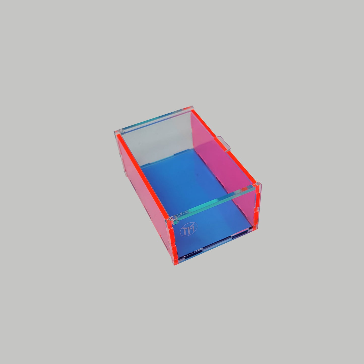 Paperclip Desk Organizer Box Neon Pink, Semi Transparent Blue, Green Glass Clear