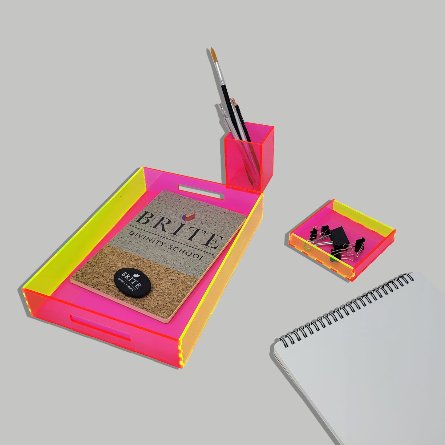 Desk Set up Neon Pink and Neon Green (Set of 3 Pieces )